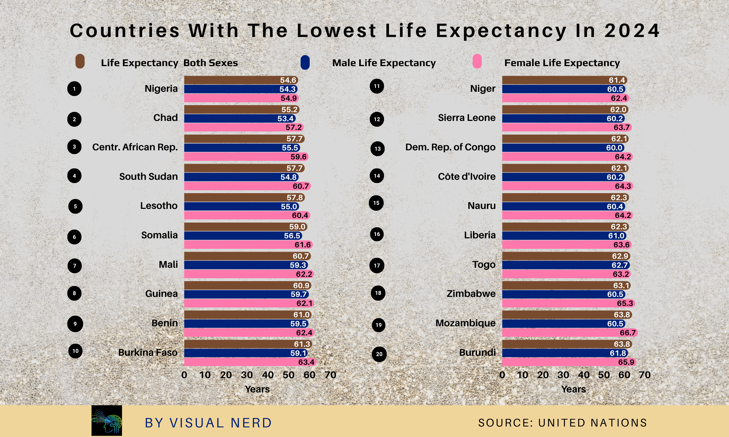 Countries With Lowest Life Expectancy