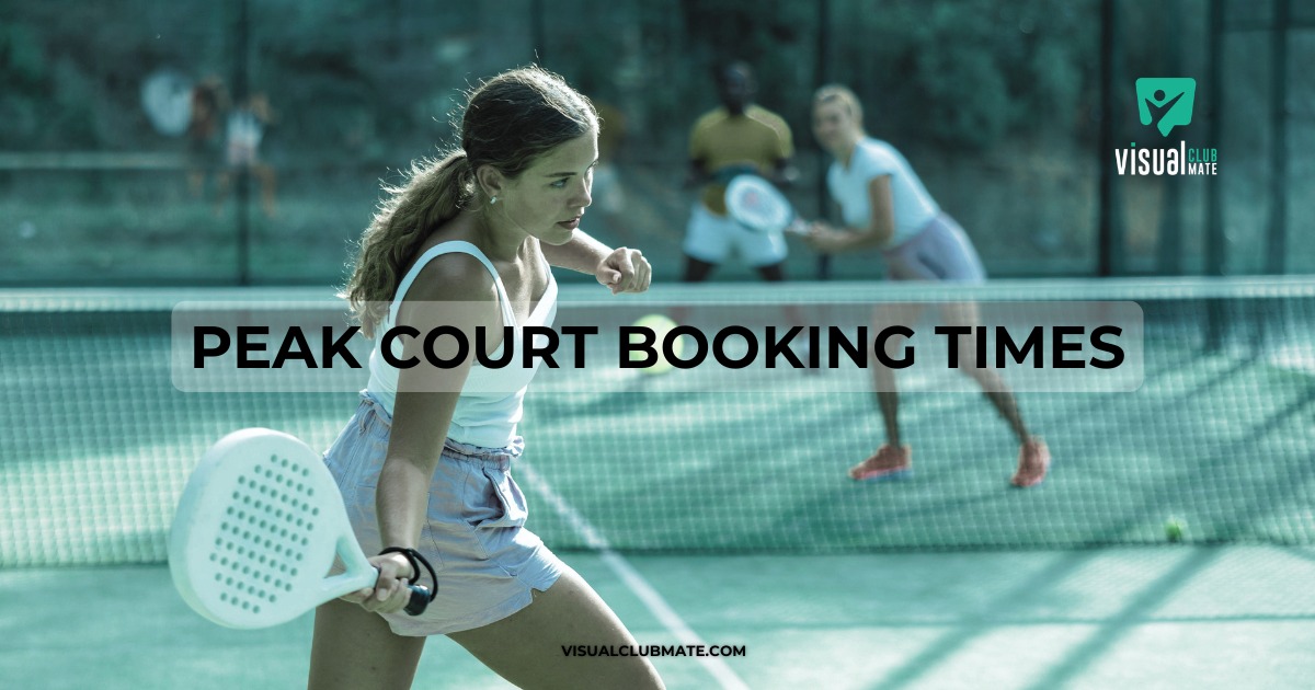 Padel players during peak court booking times, highlighting how Visual ClubMate helps racket sports clubs manage court scheduling, reservations, and the member experience.