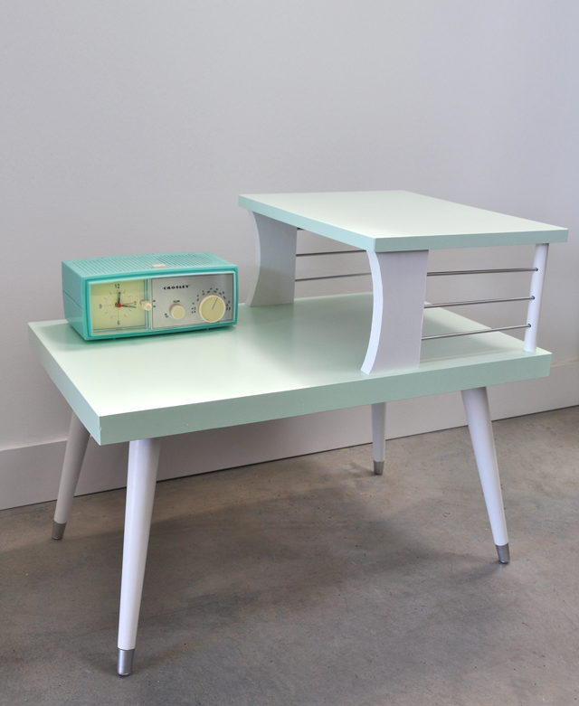 painted vintage telephone table after