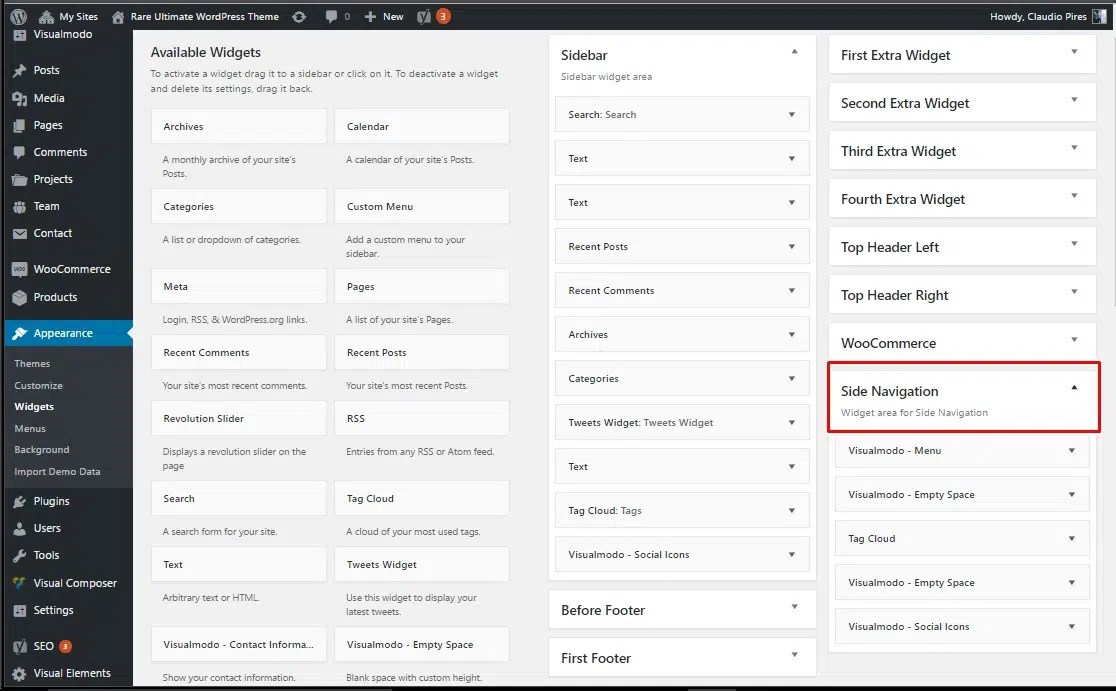 Go to the widgets page · step 3: Side Navigation Menu Visualmodo Wordpress Themes Guides