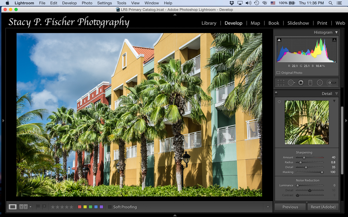 The effect of sharpening with a 100% mask.