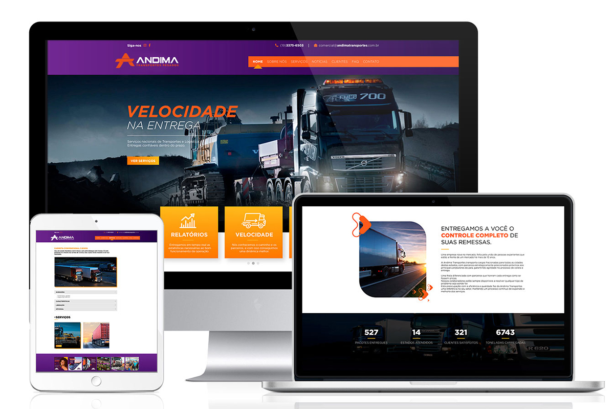 Website Andima Transportes: Sites e Aplicativos, projeto da Visualy Publicidade