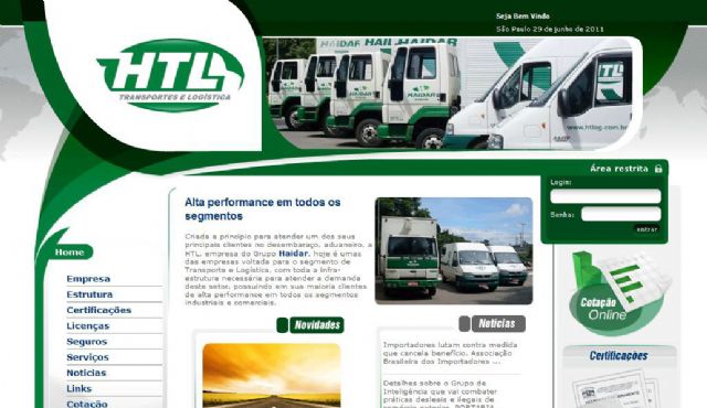 HTL Logística – Website: Sites e Aplicativos, projeto da Visualy Publicidade