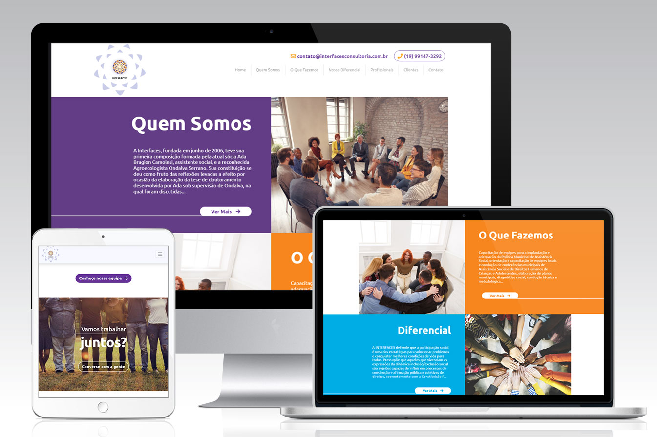 Interfaces Consultoria: Sites e Aplicativos, projeto da Visualy Publicidade