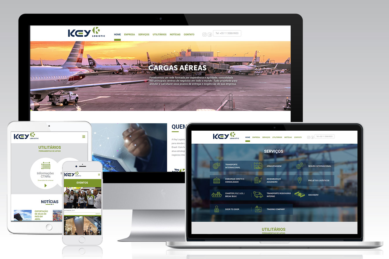 Website Key Logistic: Sites e Aplicativos, projeto da Visualy Publicidade