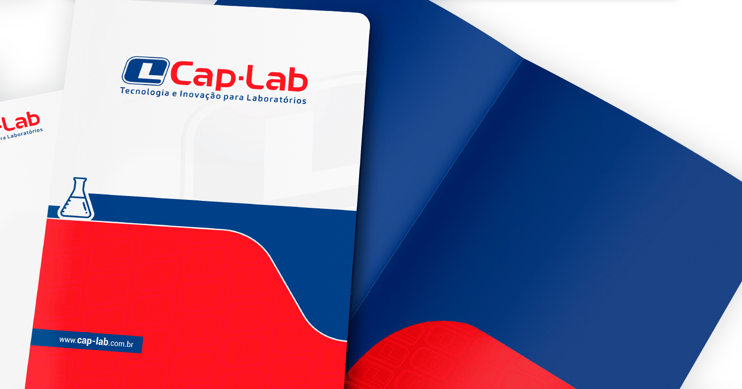 Pasta Cap-Lab: Papelarias, projeto da Visualy Publicidade