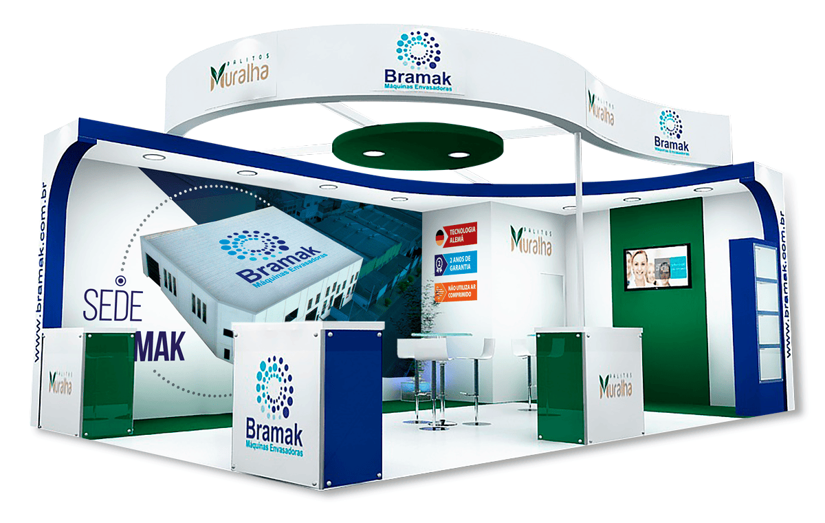 Stand Bramak: Mix de Comunicação, projeto da Visualy Publicidade