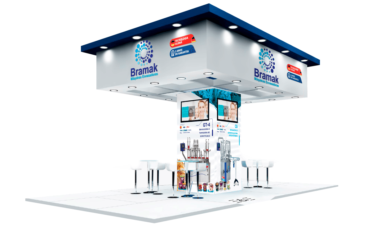 Stand Bramak: Mix de Comunicação, projeto da Visualy Publicidade