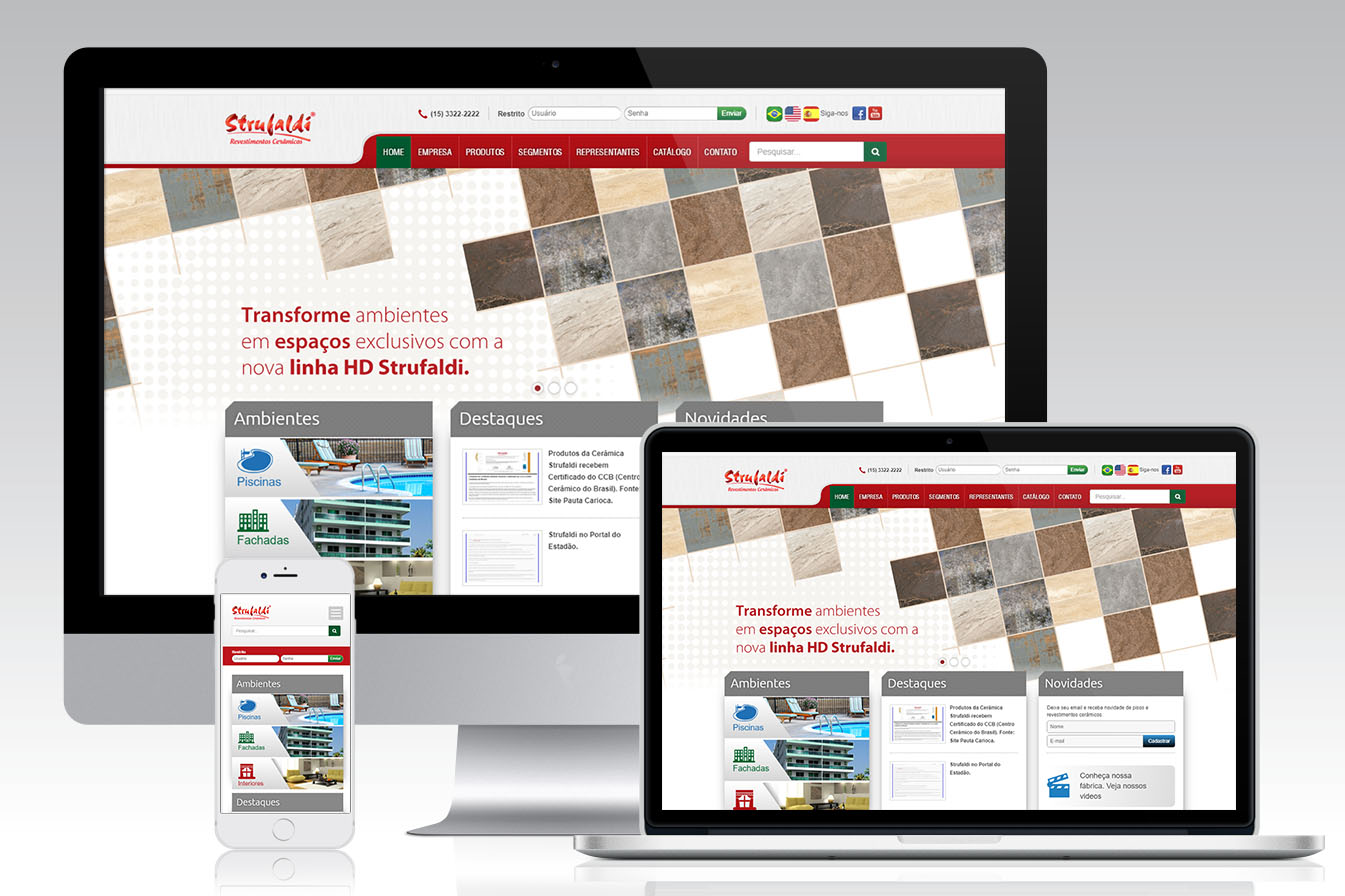 Website Strufaldi Cerâmicas: Sites e Aplicativos, projeto da Visualy Publicidade