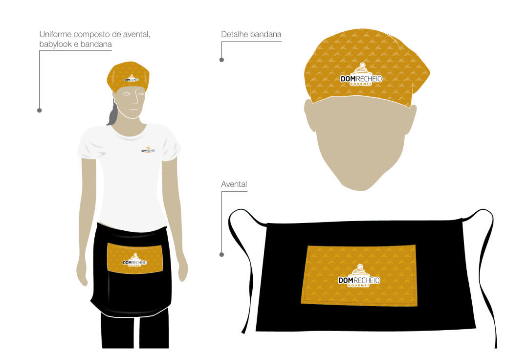 Uniforme Dom Recheio: Mix de Comunicação, projeto da Visualy Publicidade