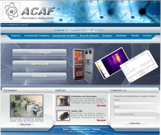 Acaf: Sites e Aplicativos, projeto da Visualy Publicidade