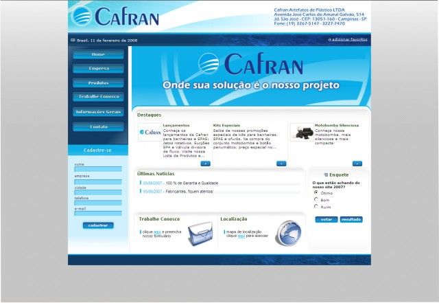 Cafran: Sites e Aplicativos, projeto da Visualy Publicidade