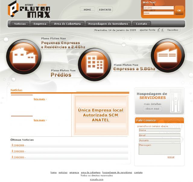 Pluton Max: Sites e Aplicativos, projeto da Visualy Publicidade