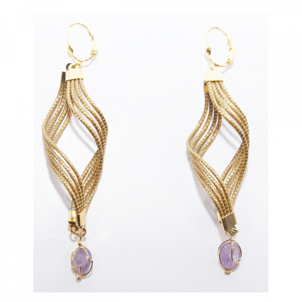 Wavy Earrings with Amethyst