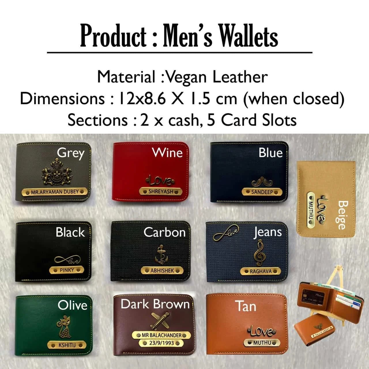 Personalized Men's Wallet With Pen Name Wallet Name Pen Wallet