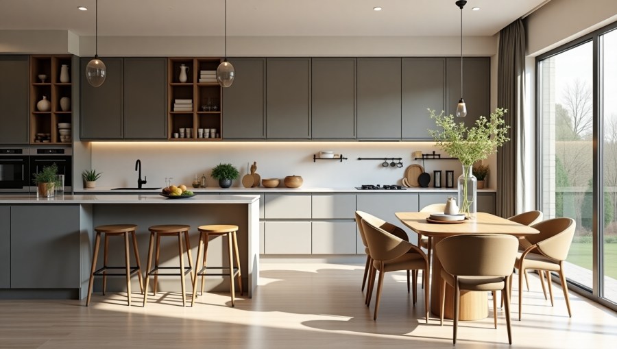 Cozinha com Ilha e Sala de Jantar Integrada