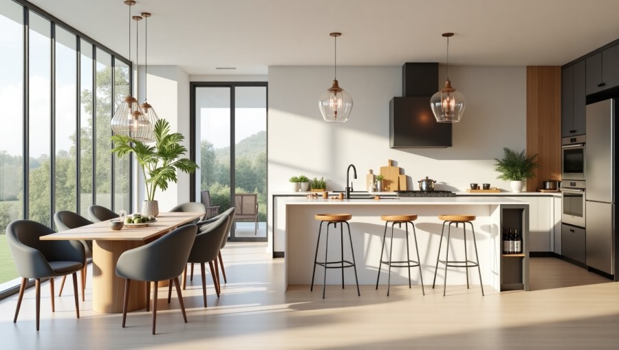 Cozinha com Ilha e Sala de Jantar Integrada