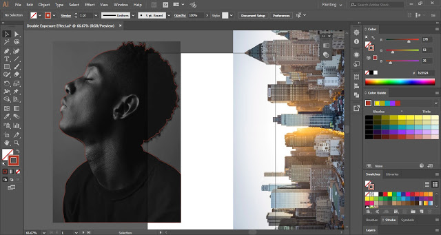 Double Exposure Portrait Effect in Adobe Illustrator