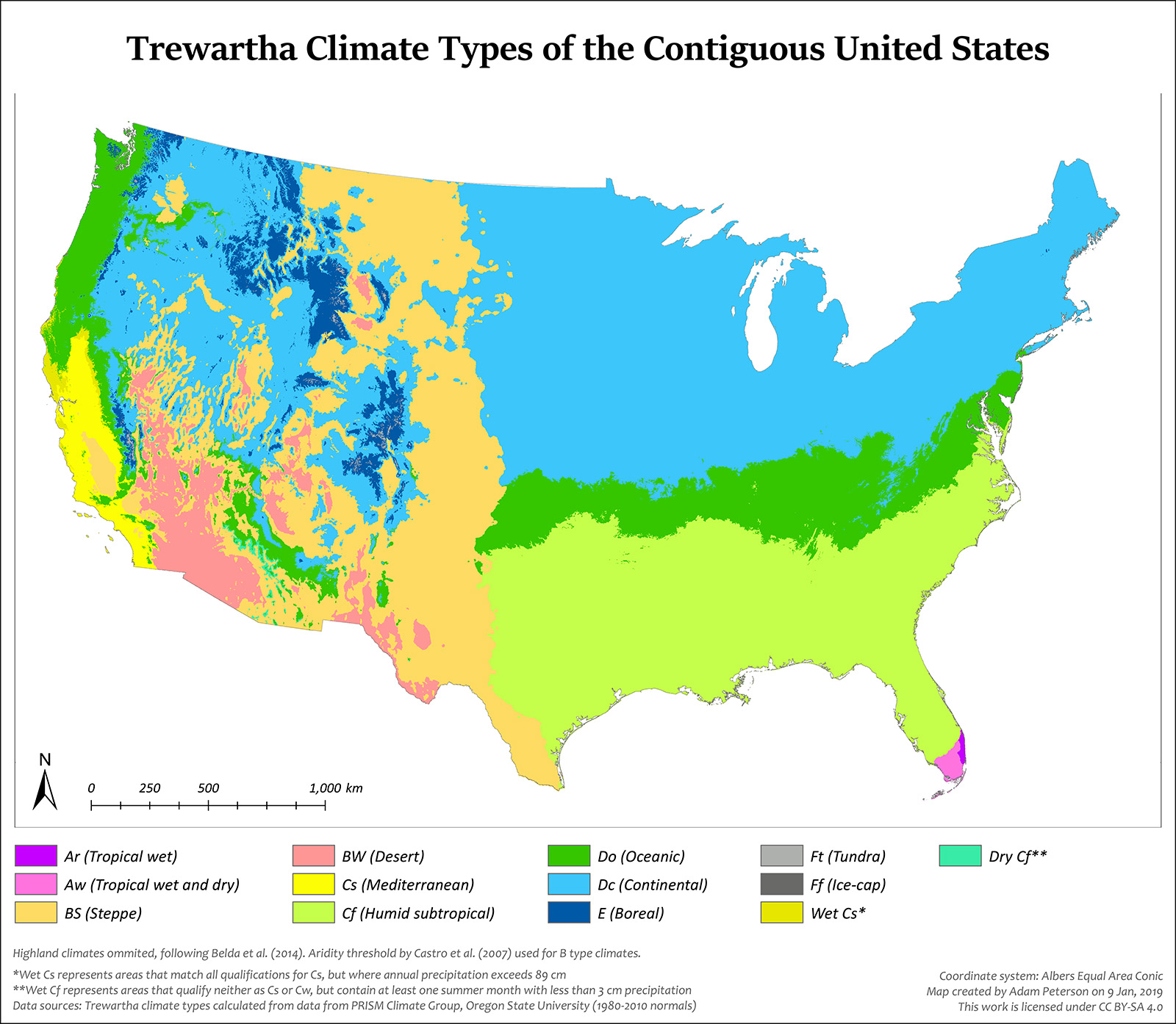 Koppen Climate Groups US Trewartha 