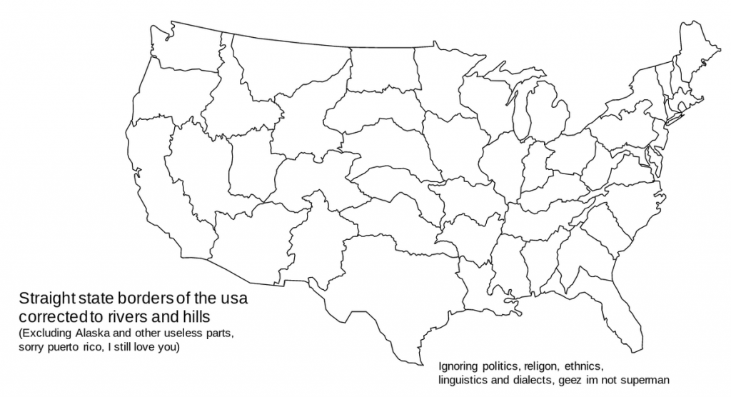 Us Map With State Borders U S.