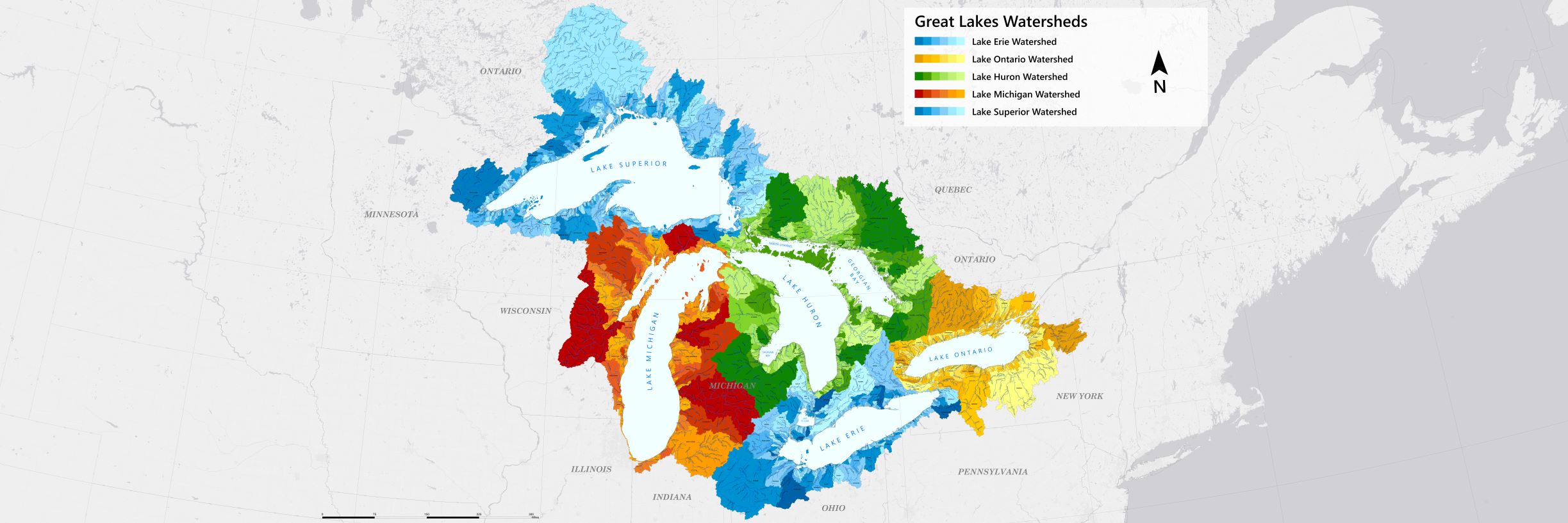Maps Of The Great Lakes Vivid Maps Great Lakes Basins 
