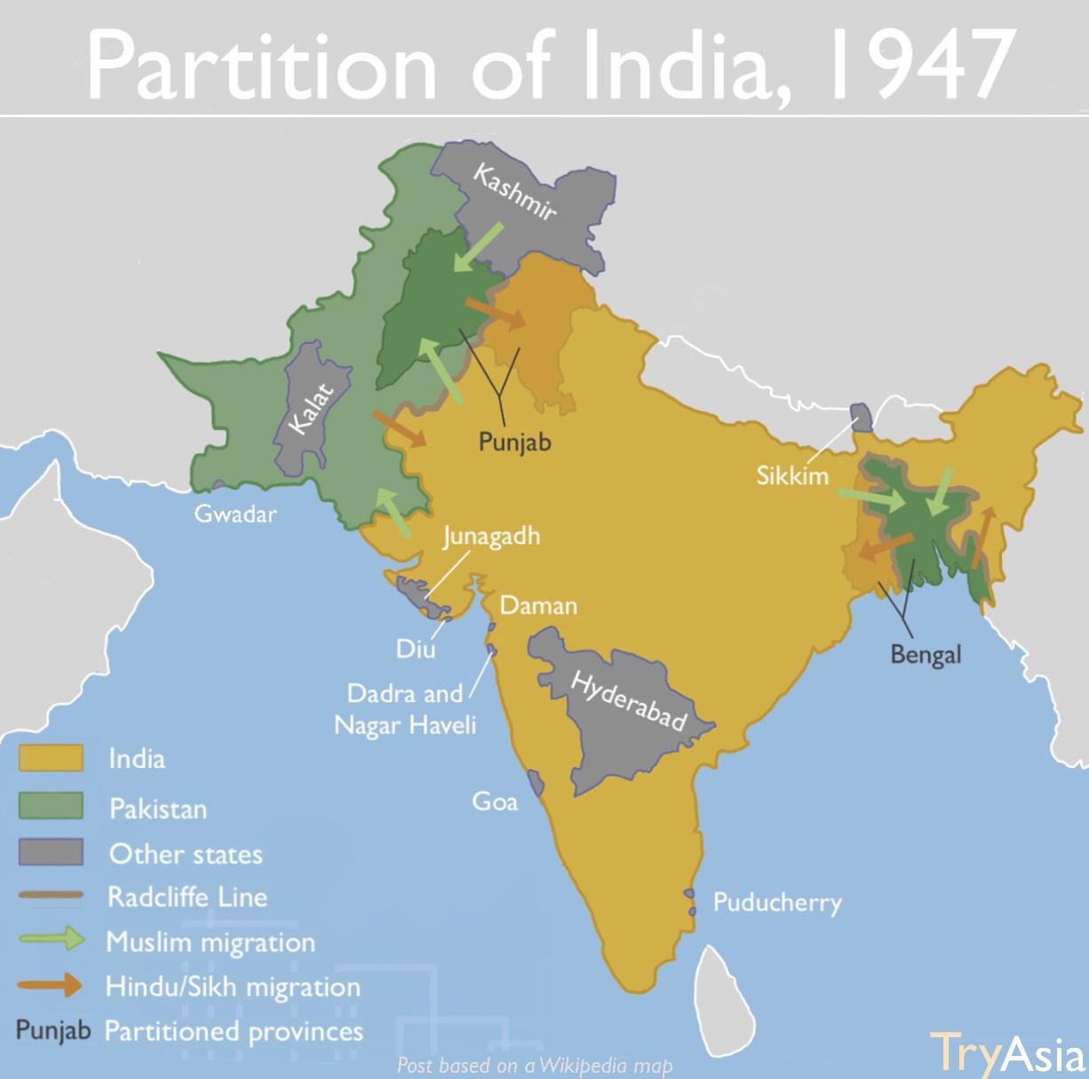 Partition Of India Mapped Vivid Maps Parition India 