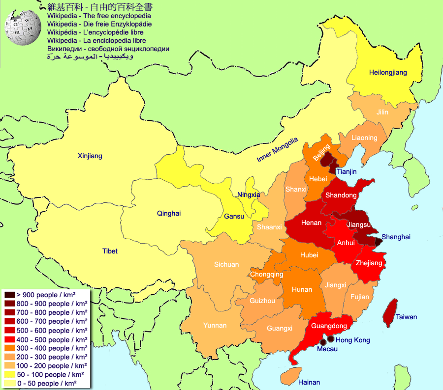 Population Map China Popualtion Density 