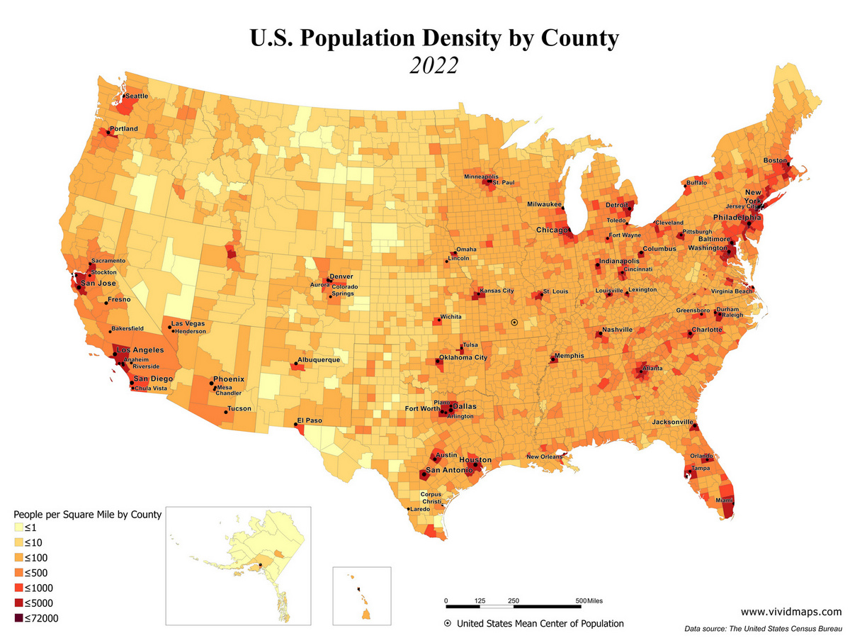 North America Density US Population Map Guide Of The World Population Density In 2022 