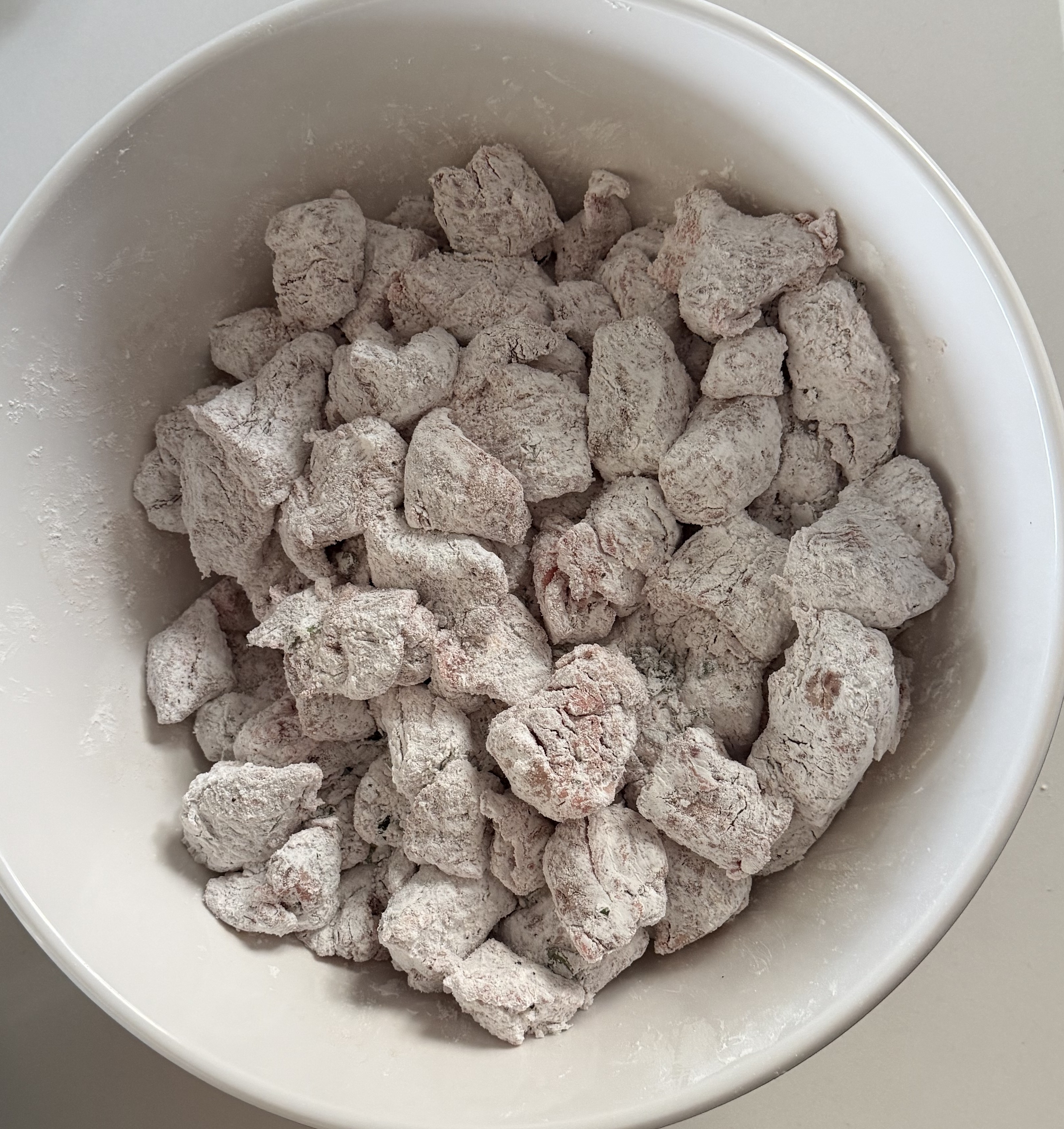 Beef coated in flour mixture