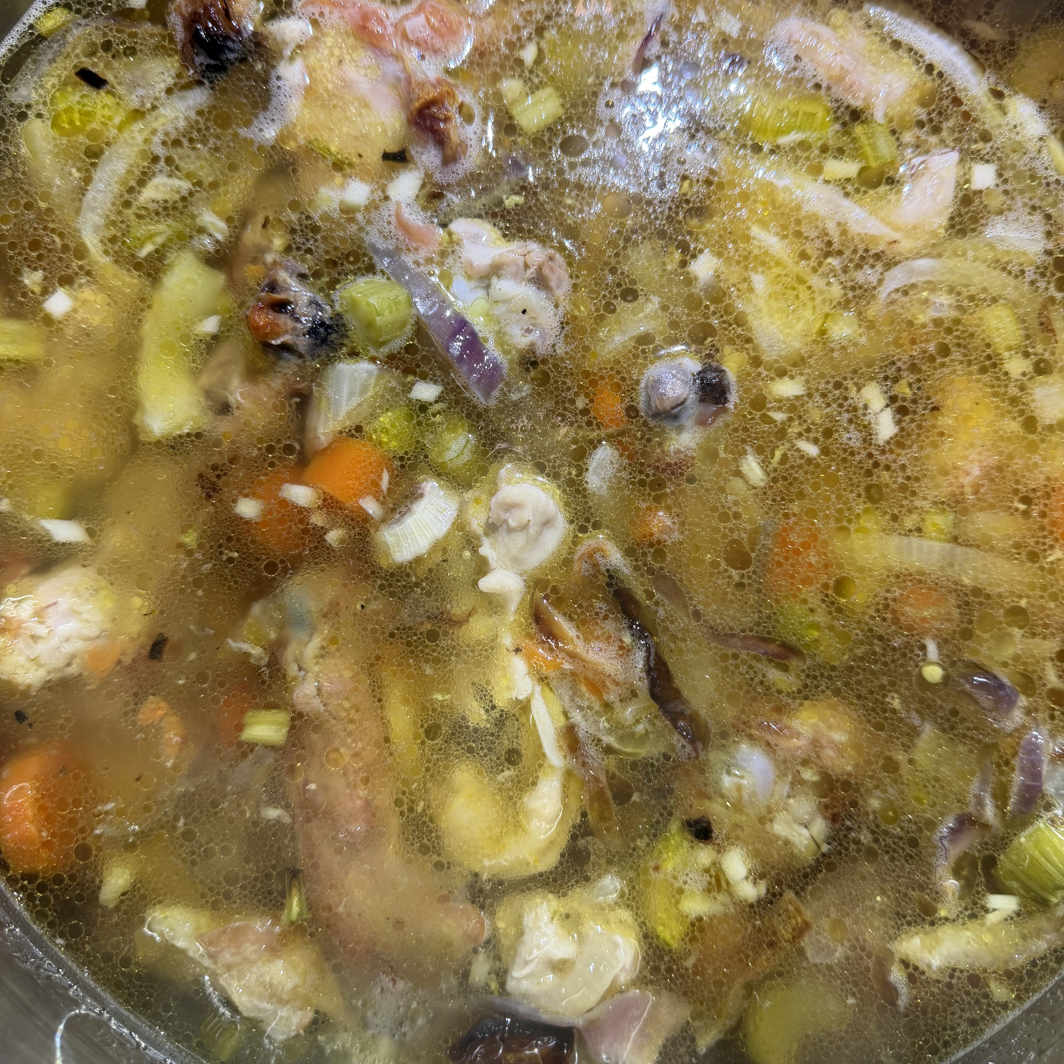 Chicken Broth Simmering