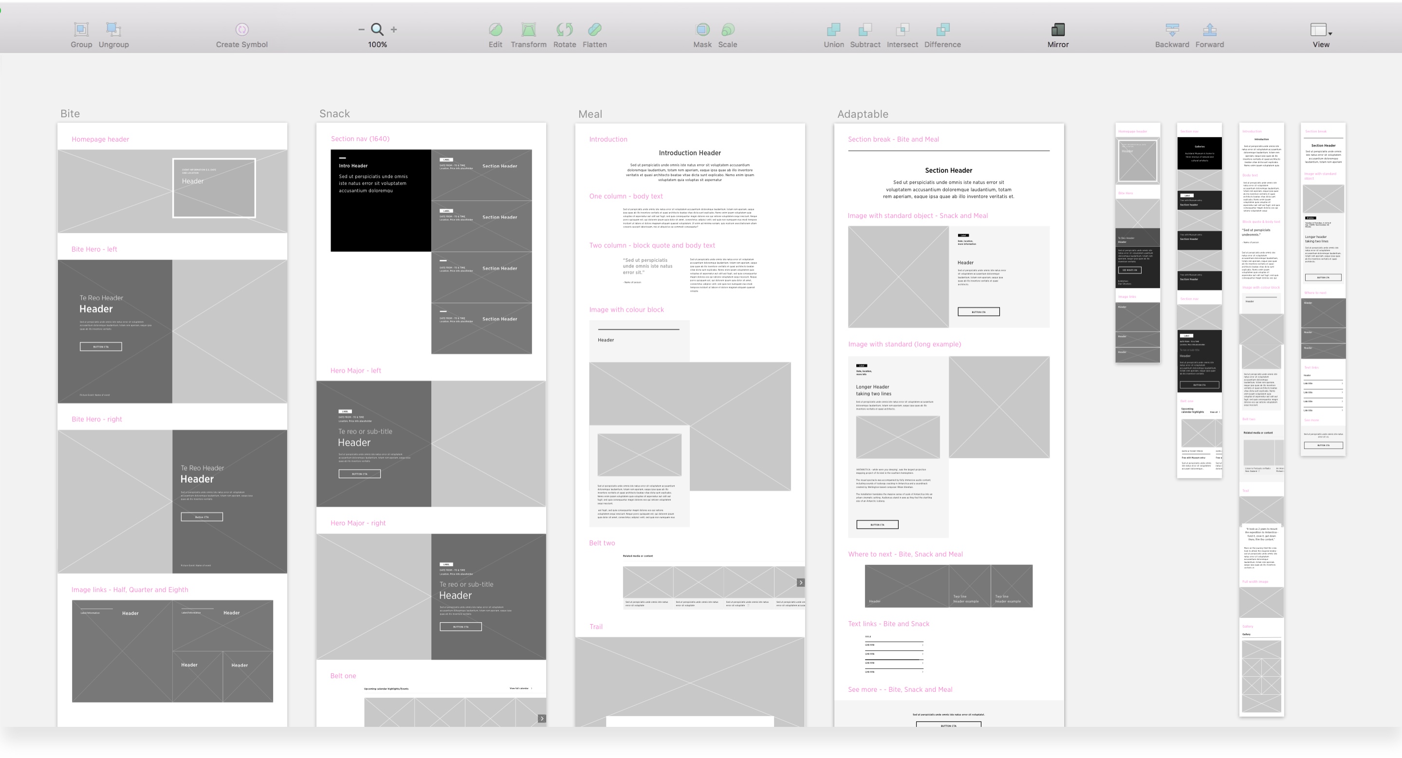 Component wireframes