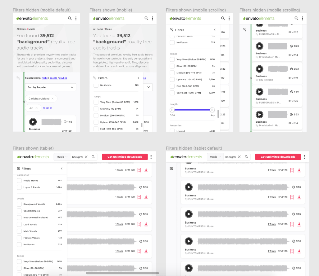 Sticky-filters-responsive