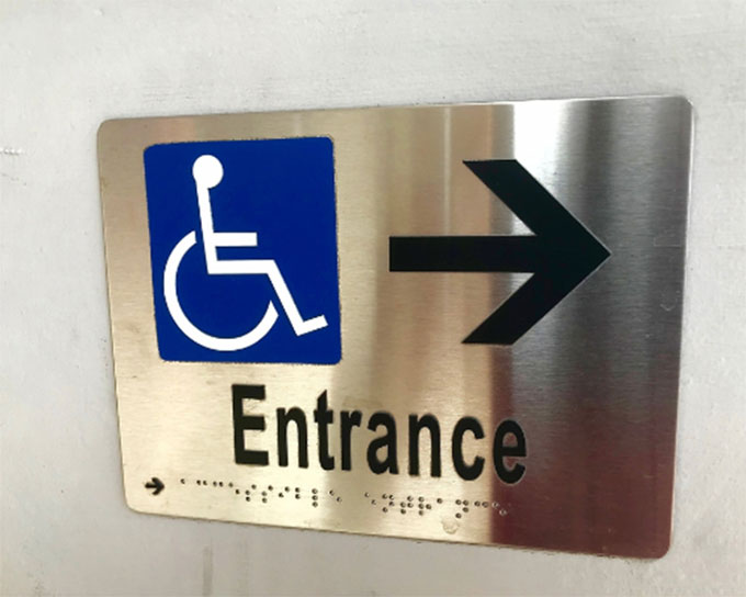 Entrance wayfinding ADA signs by VizComm Signs & Graphics in Fountain Valley, CA