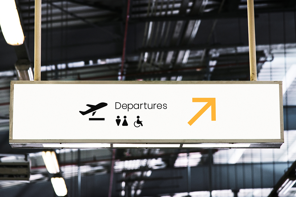 Custom directional signs in Airport in Orange County, CA