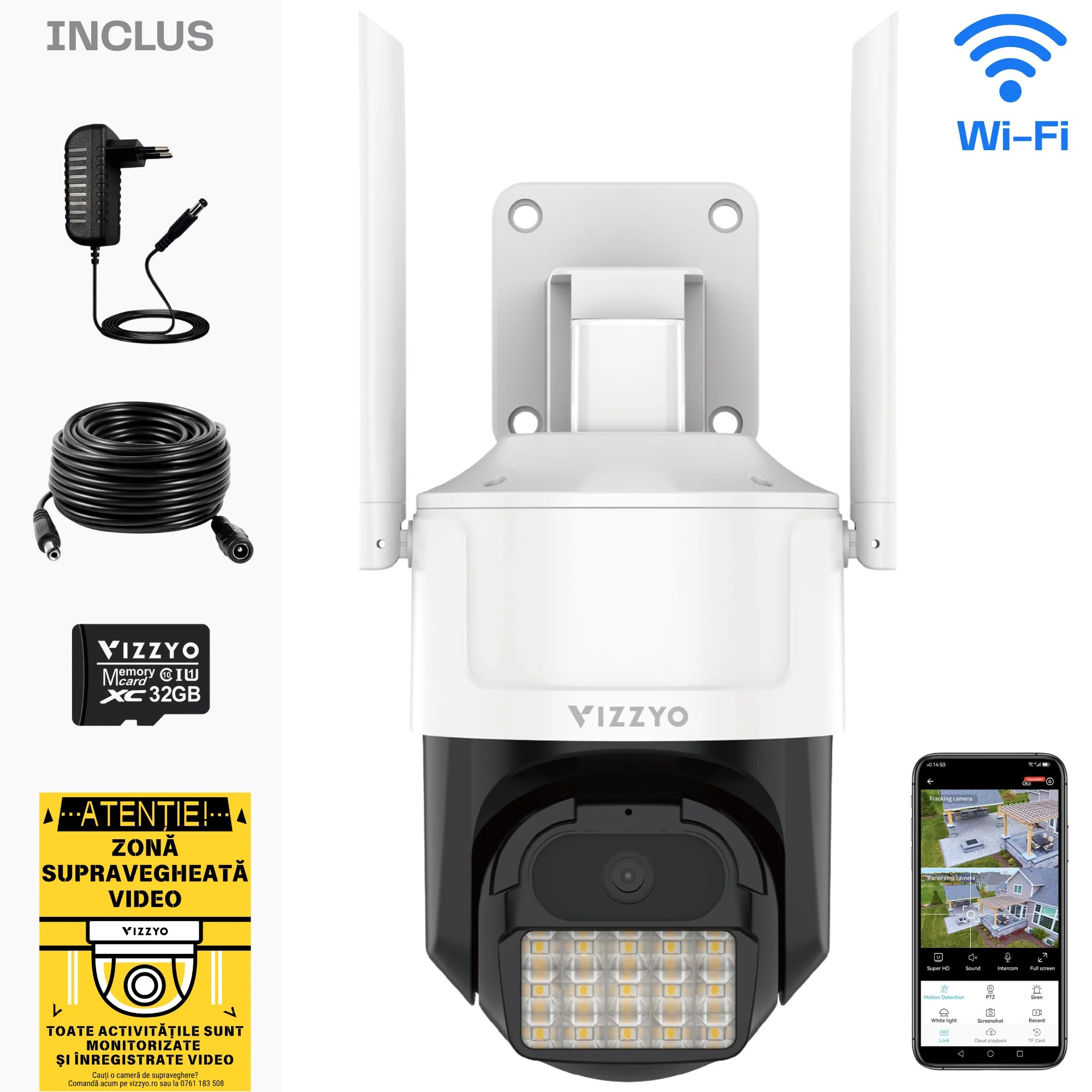 Camera Supraveghere Wifi Vizzyo Alpha 4k 8mp 3840x2160 Wifi Dual