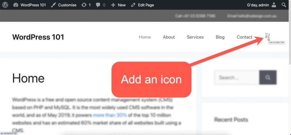 Create a free website or build a blog with ease on wordpress.com. How To Add An Icon To Wordpress Header Menu Vj Design