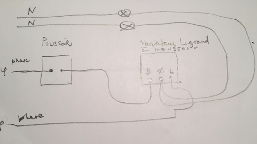 Branchement Variateur Lumiere Odace Avec Un Poussoir