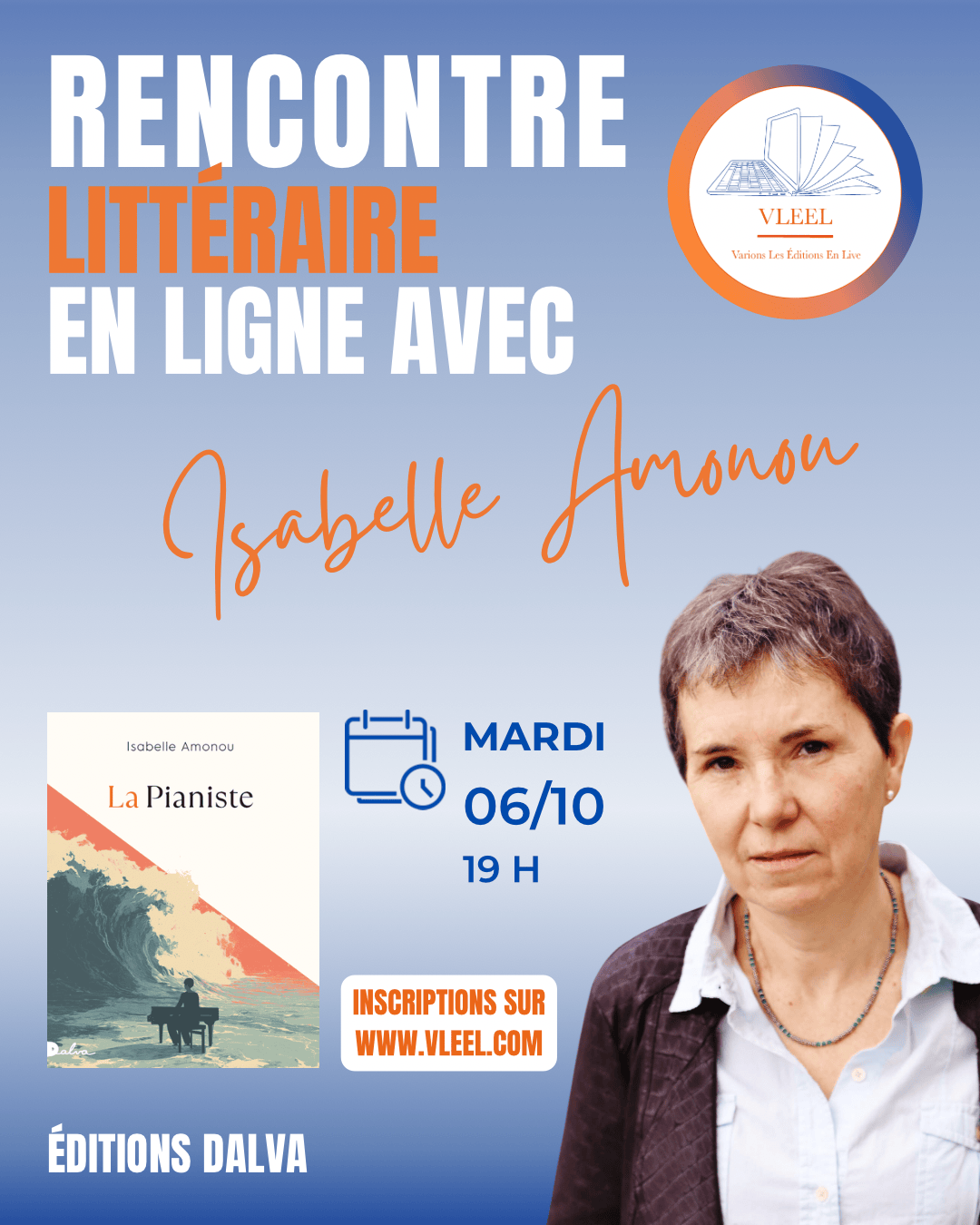 Rencontre littéraire VLEEL Isabelle Amonou, La pianiste, éditions Dalva, rentrée littéraire, Anthony Lachegar