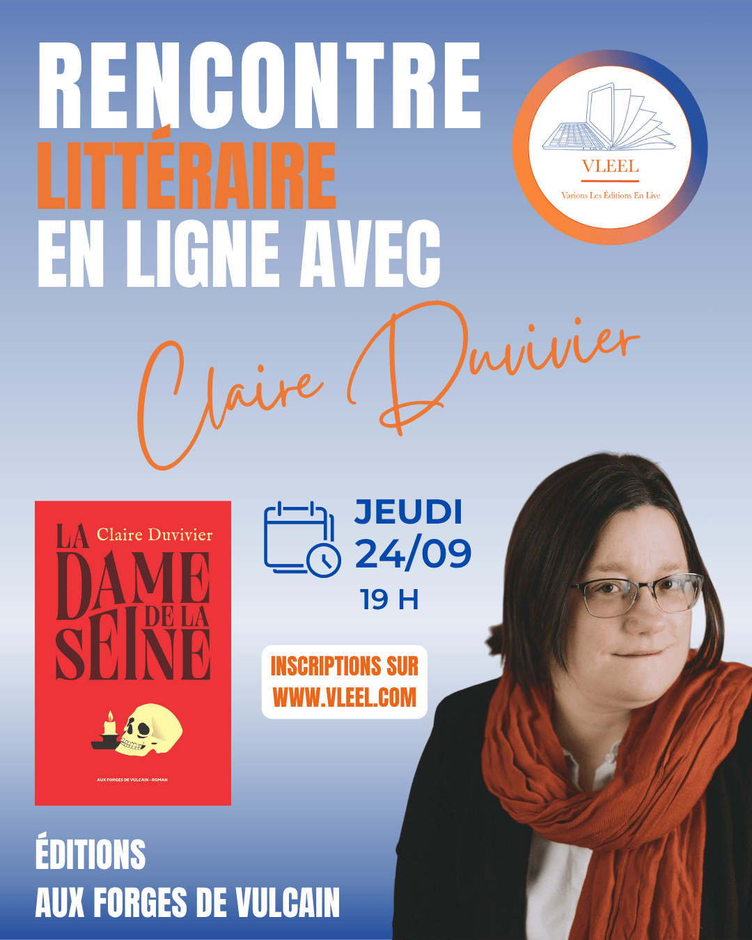 Rencontre littéraire Claire Duvivier, La dame de la Seine, Shakespeare, Christopher marlowe, éditions aux forges de vulcain, anthony lachegar, rentrée littéraire 2026