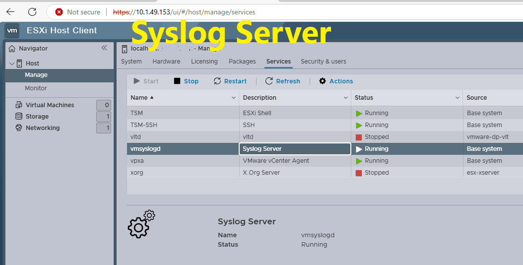 Monitor VMware ESXi Logs with a Syslog Server