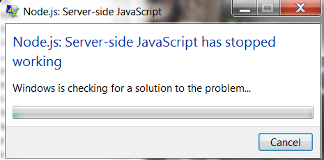 Sửa lỗi "Node.js: Server-side JavaScript has stopped working" Sửa lỗi Node.js: Server-side JavaScript has stopped working
