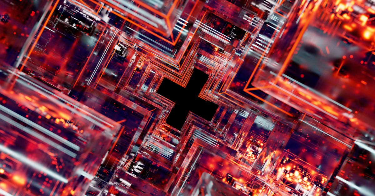 Abstract futuristic technology circuitry representing connected systems