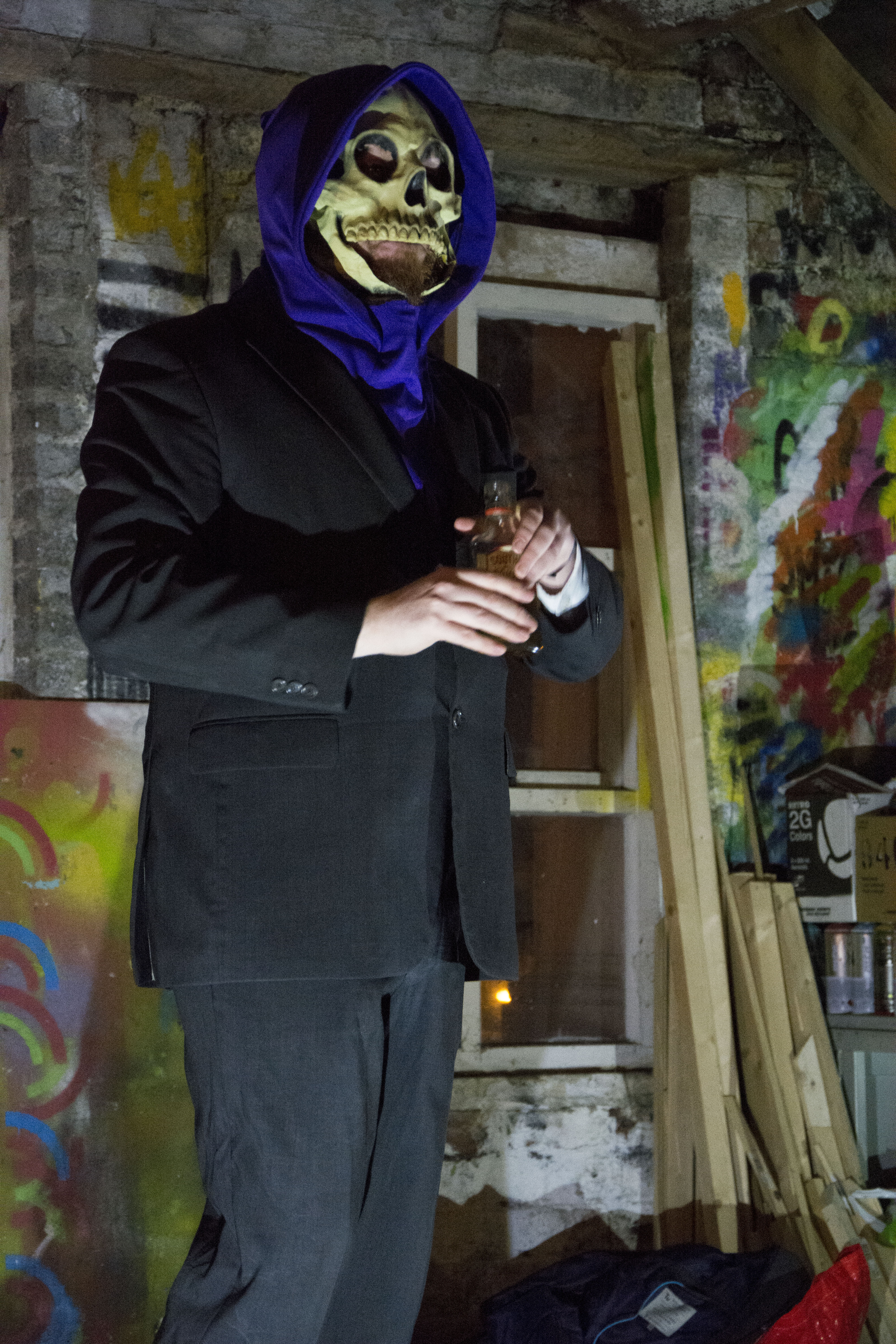 Skeletor (Peter E. Davidson) supping and chatting, LOFT, February 2015