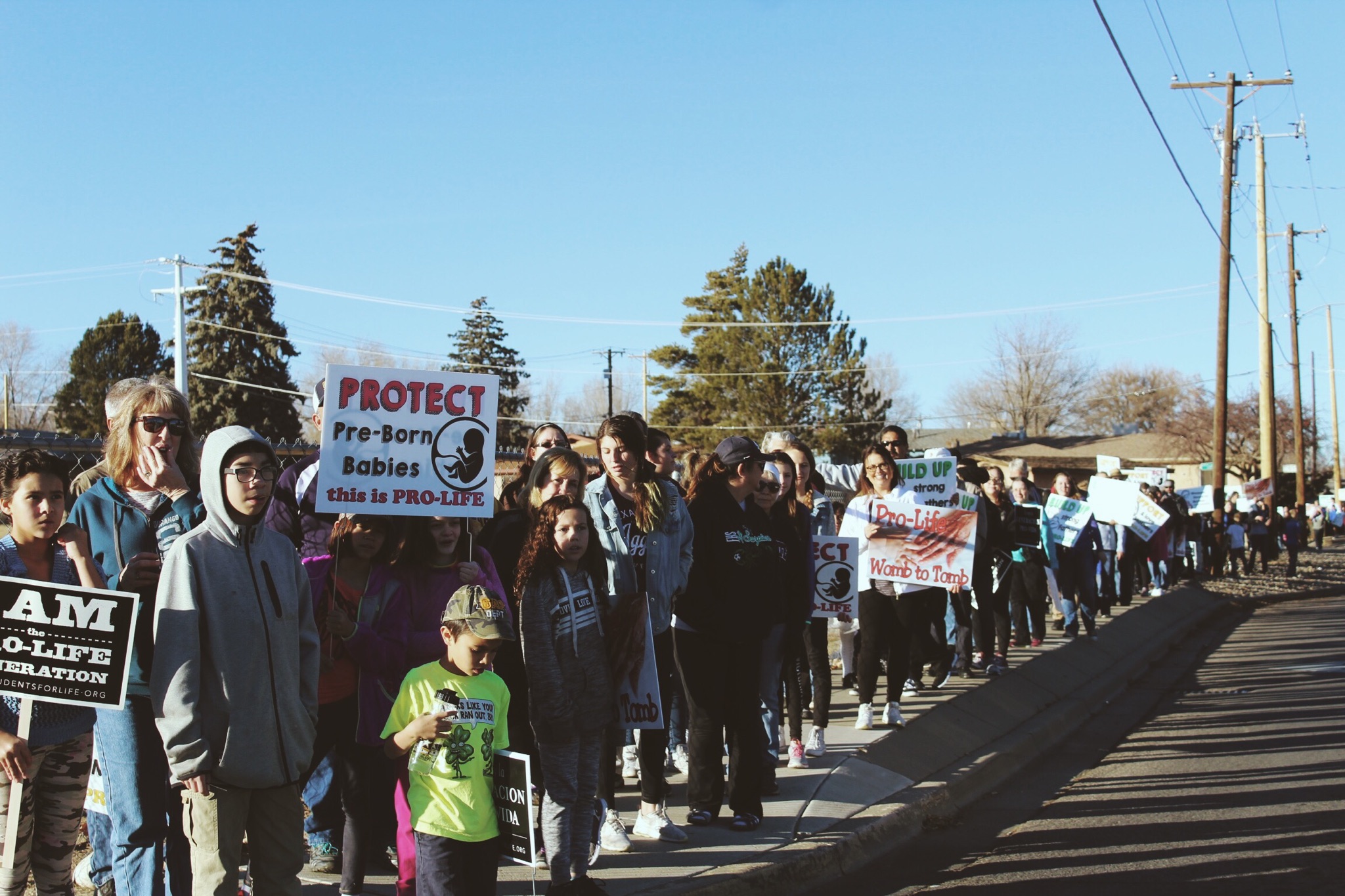 Pro-life marchers in Farmington, NM.