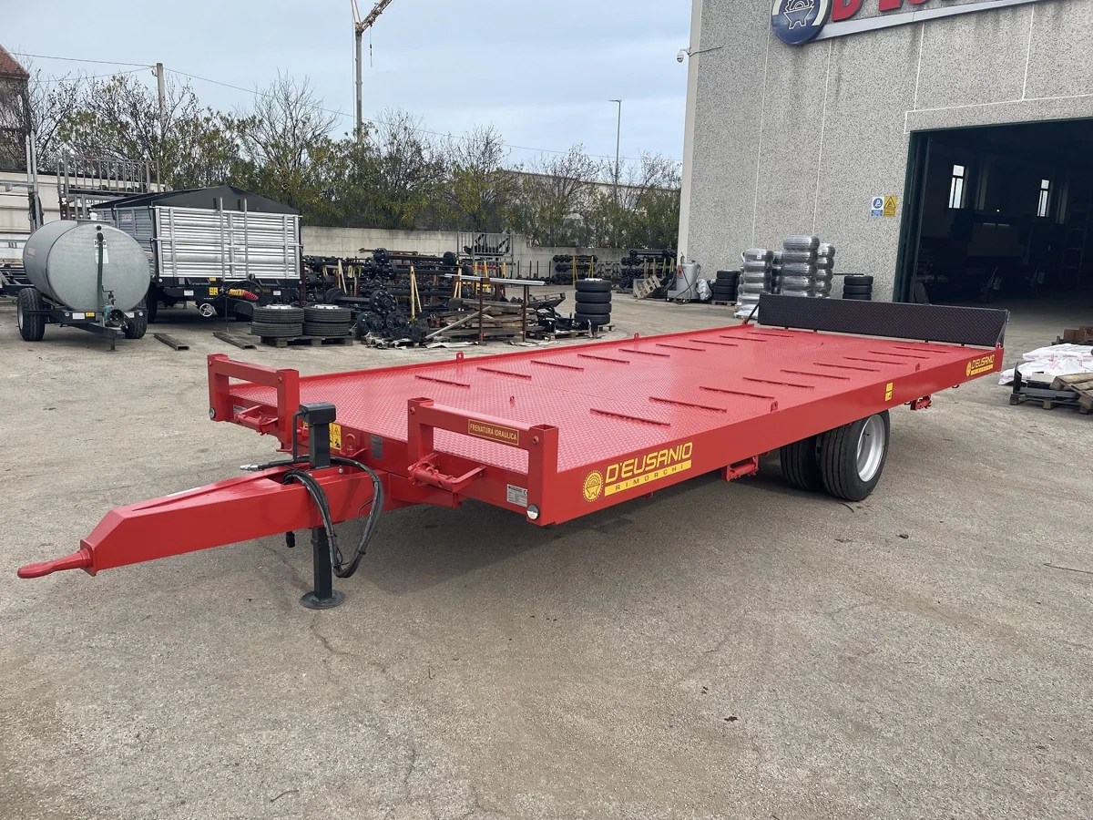 D’Eusanio TCB Rimorchio a pianale per trasporto macchine agricole e rotoballe con portata fino a 6.000 Kg