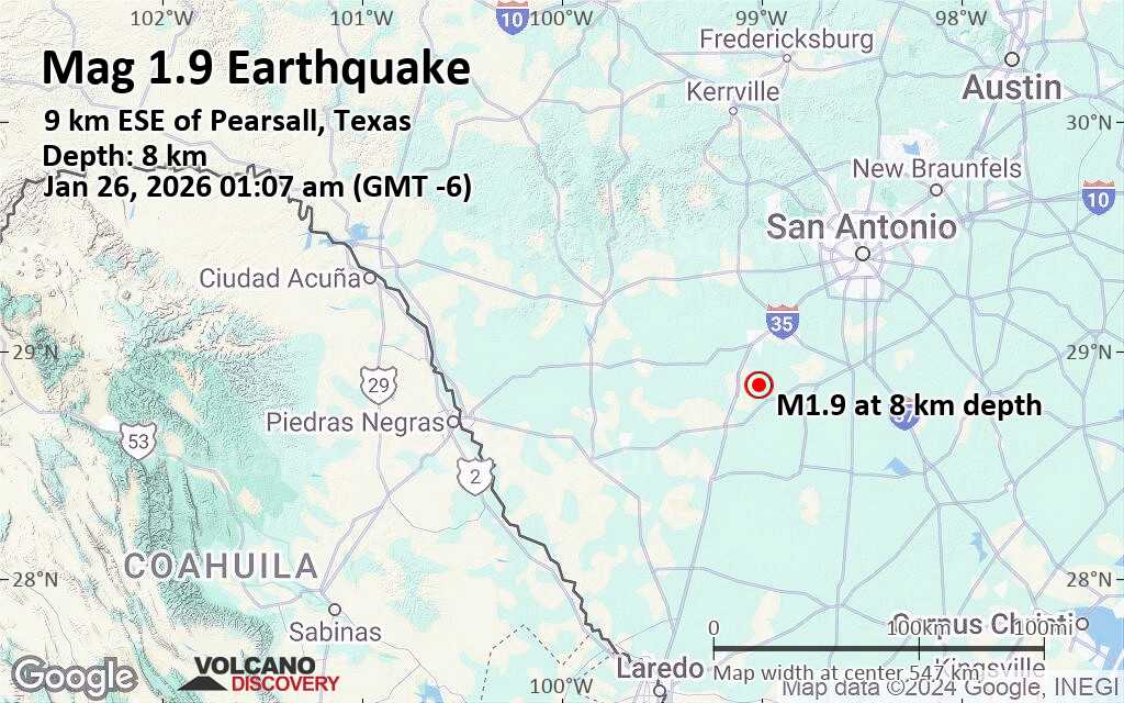 Minor Mag 1 9 Earthquake 5 7 Mi Southeast Of Pearsall Frio County Quakemap Loc 22655247 