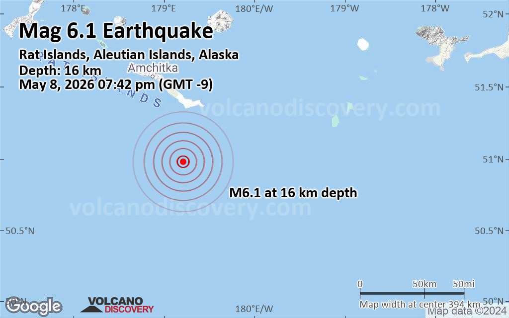 Sehr Starkes Beben Der St Rke 6 1 Rat Islands Aleutian Islands Quakemap Loc 22985557 