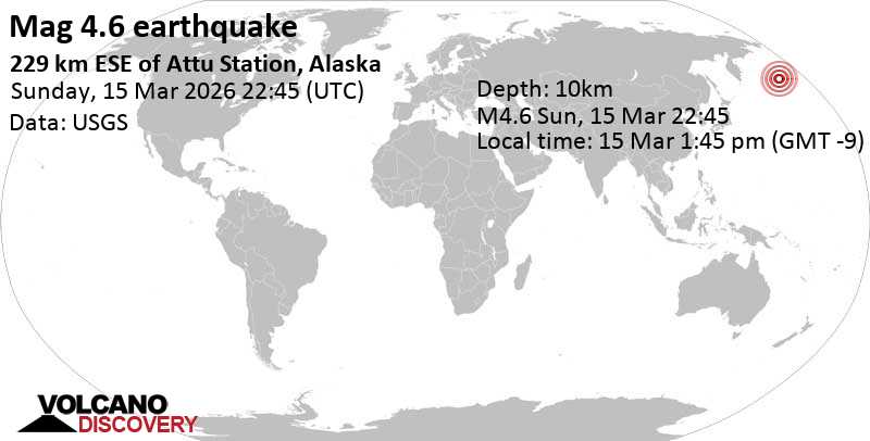 Moderate Mag 4 6 Earthquake Bering Sea 24 Mi Southeast Of Buldir Quakemap2 22812100 