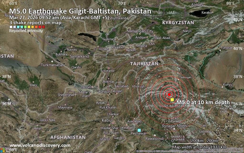Strong Mag 5 0 Earthquake 84 Km North Of Gilgit Gilgit Baltistan Shakemap Sat 22847362 