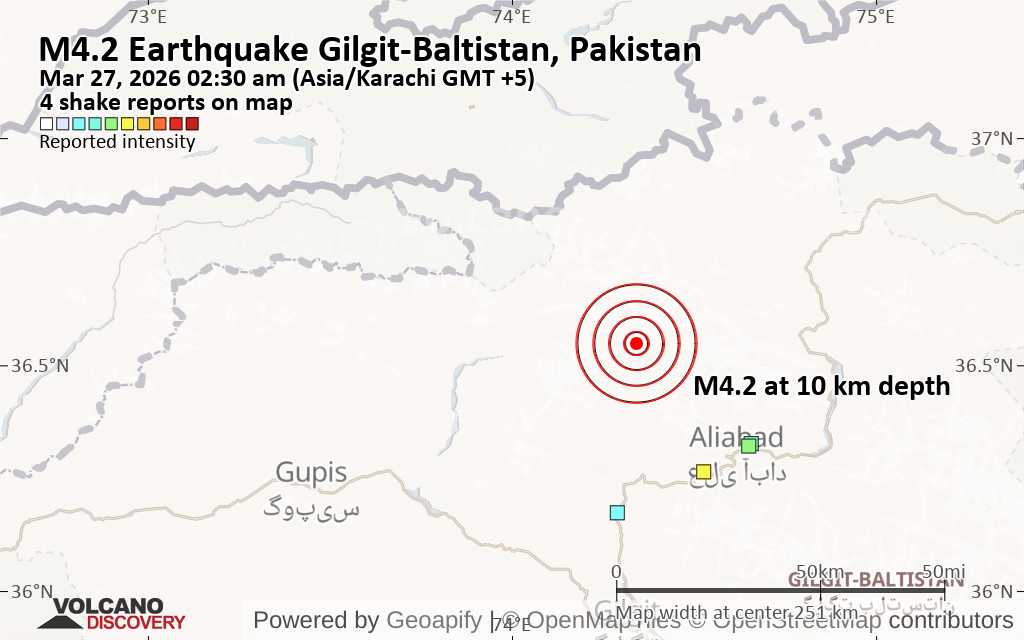 Moderate Mag 4 2 Earthquake 70 Km North Of Gilgit Gilgit Baltistan Shakemap Ter 22846311 